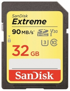 Карта памяти SanDisk Extreme SDHC 32GB Class10 UHS-I V30 (U3) 90/40MB/s